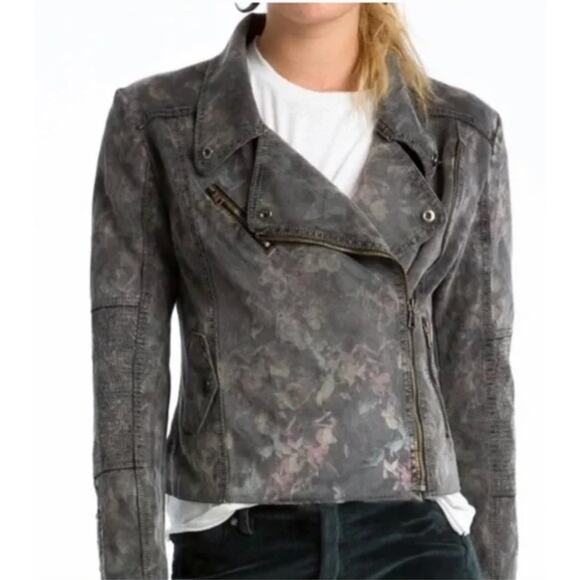 MARRAKECH Marni Asymmetrical Zip Suede Jacket in Antique Faded Floral // XS - Picture 1 of 11